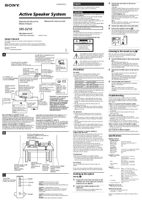 Mode d'emploi SONY SRS-DZ10