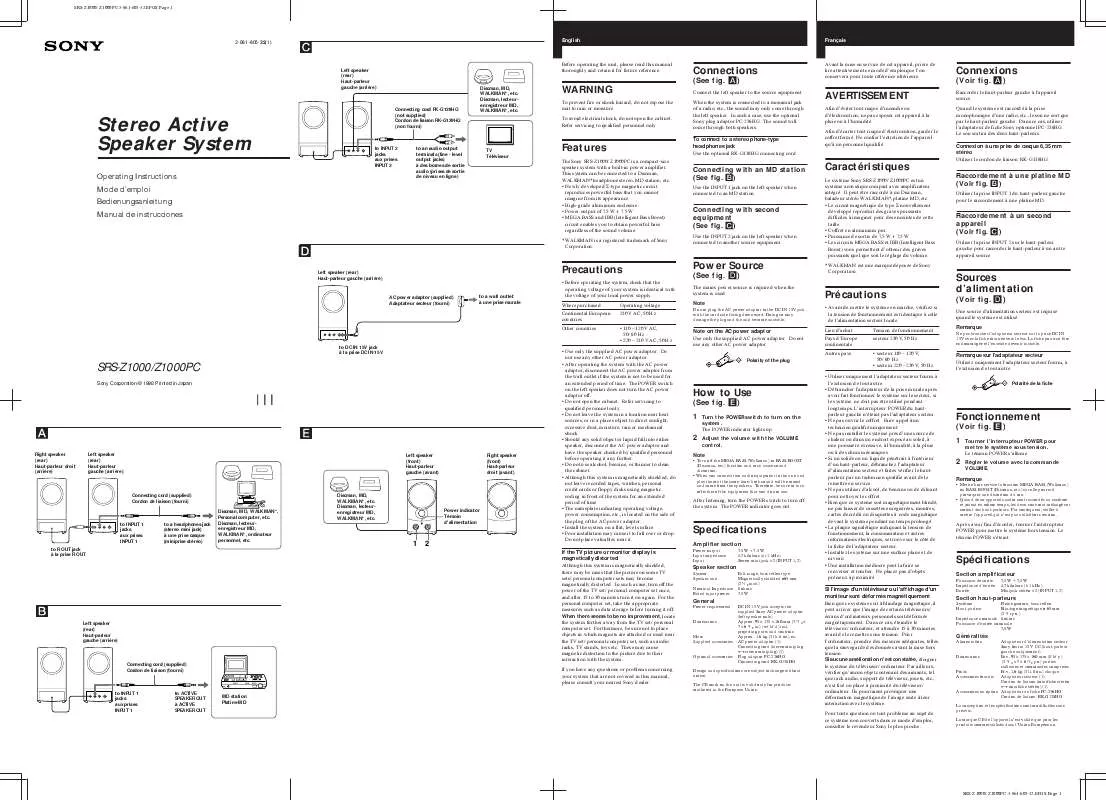 Mode d'emploi SONY SRS-Z1000