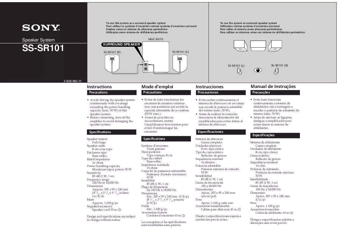 Mode d'emploi SONY SS-SR101