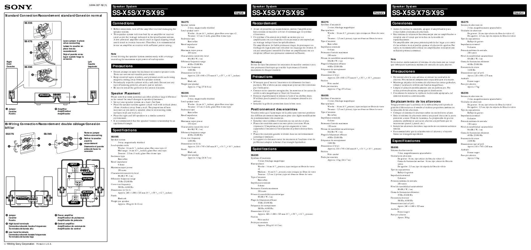 Mode d'emploi SONY SS-X5S