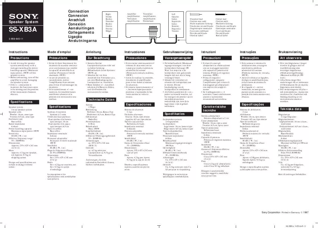 Mode d'emploi SONY SS-XB3A