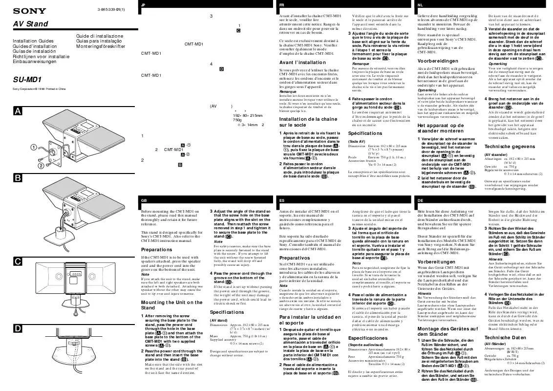 Mode d'emploi SONY SU-MD1