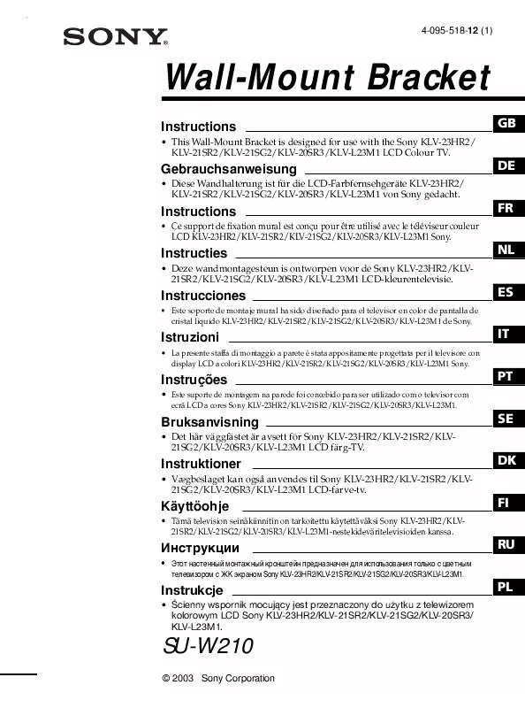 Mode d'emploi SONY SU-W210