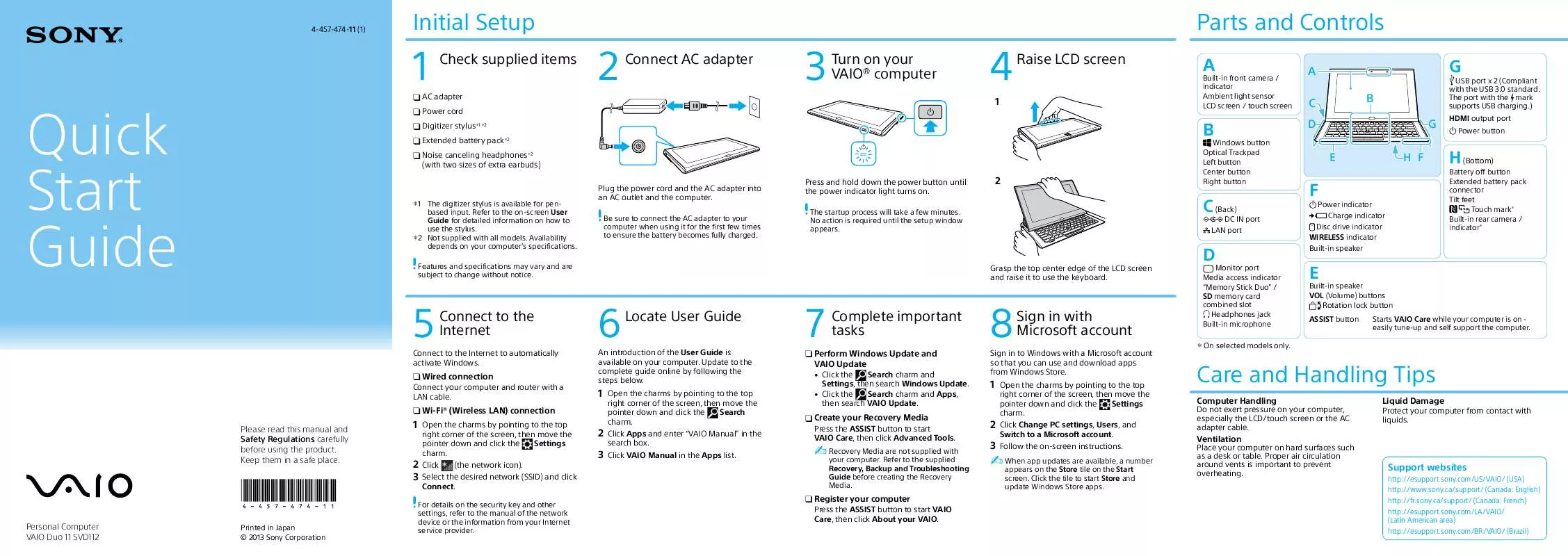 Mode d'emploi SONY VAIO SVD11223CXB