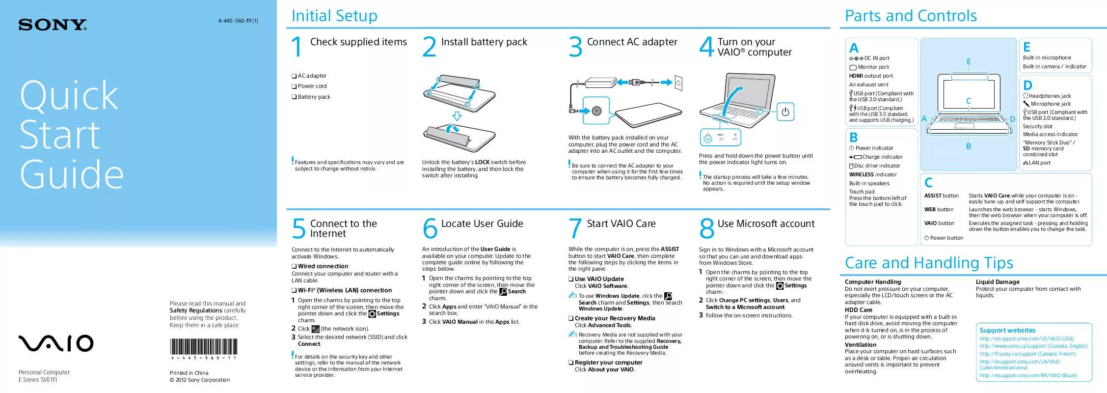 Mode d'emploi SONY VAIO SVE11125CXB