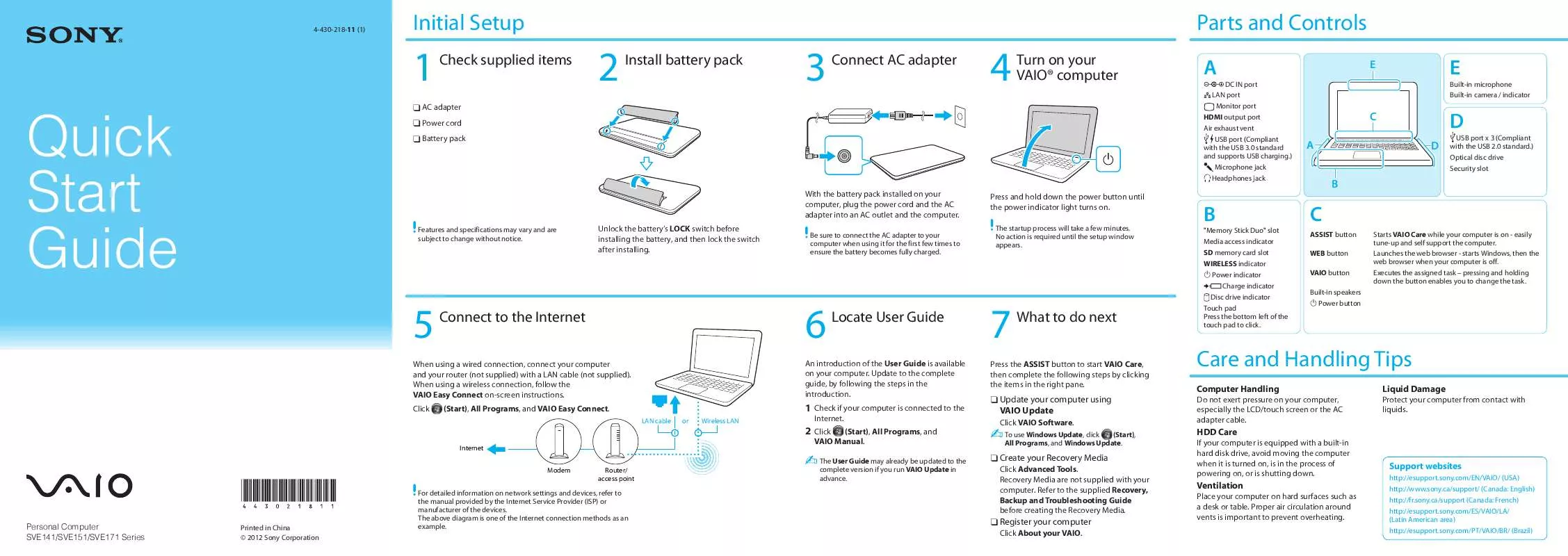 Mode d'emploi SONY VAIO SVE14116FXP