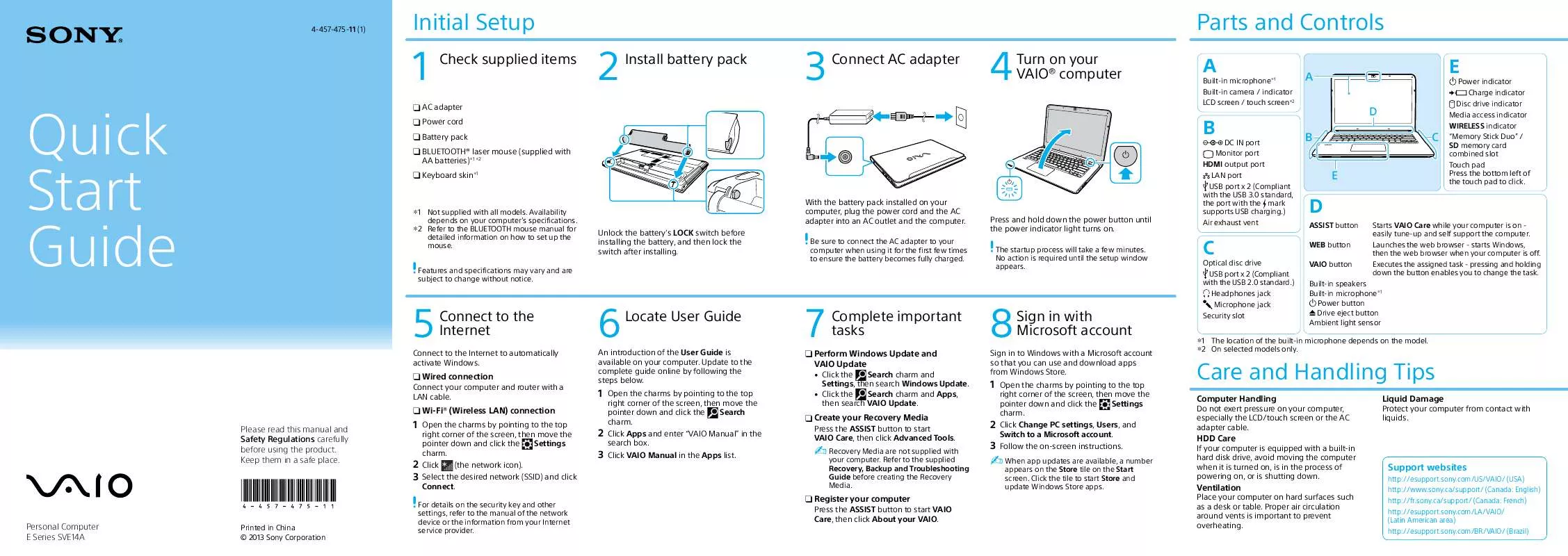 Mode d'emploi SONY VAIO SVE-14A35CXH