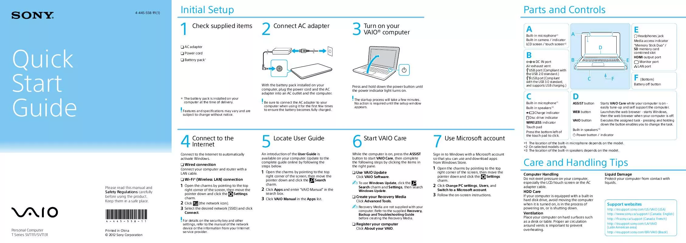 Mode d'emploi SONY VAIO SVT13122CXS