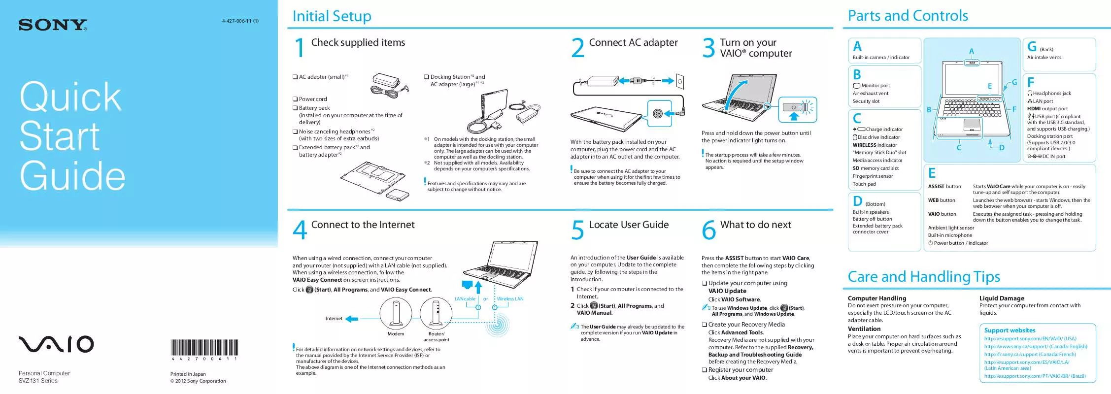 Mode d'emploi SONY VAIO SVZ13114GXX