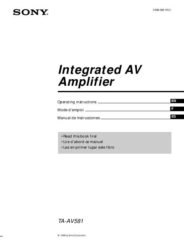 Mode d'emploi SONY TA-AV581