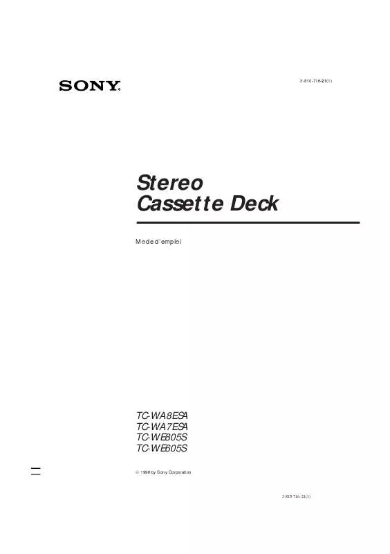 Mode d'emploi SONY TC-WA7ESA