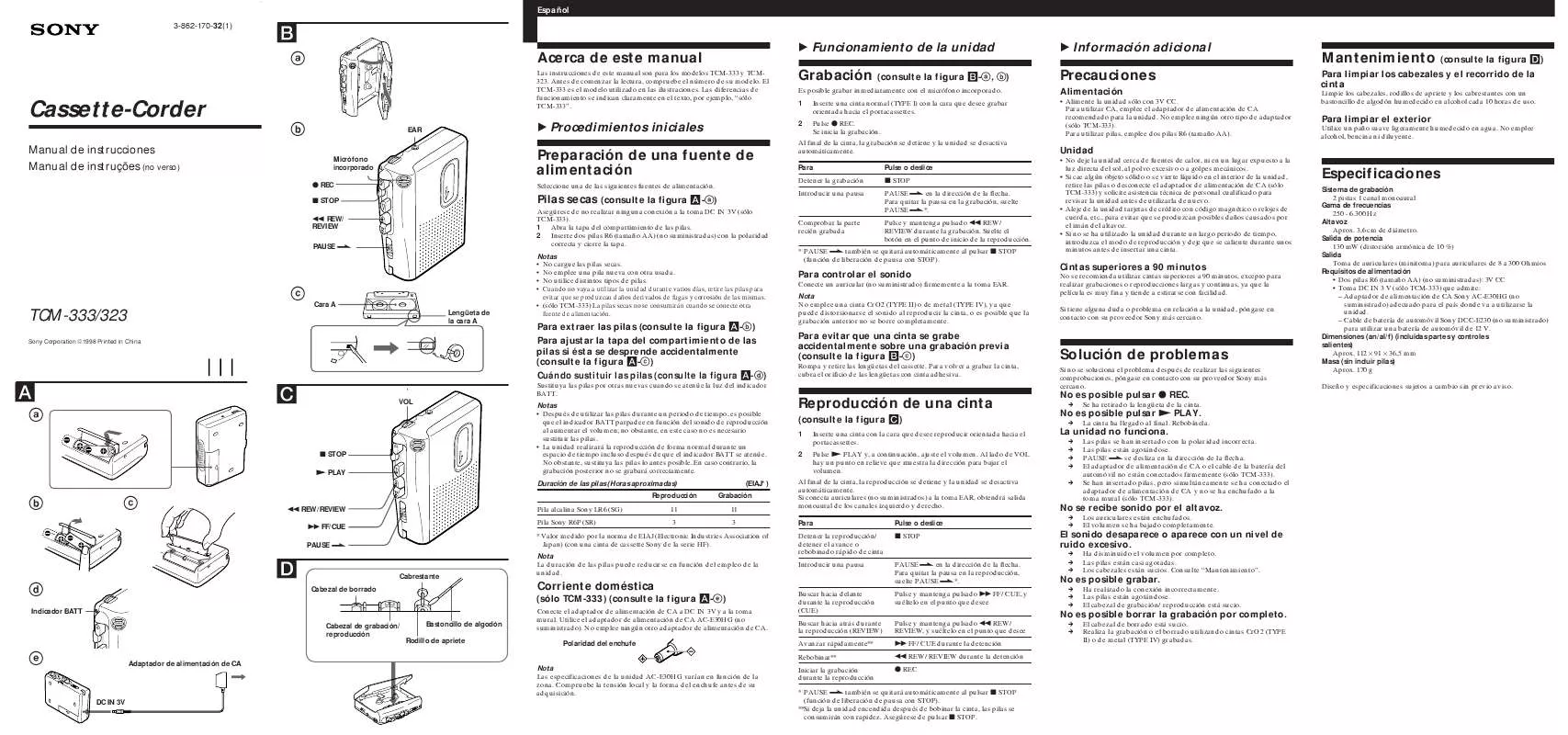 Mode d'emploi SONY TCM-333