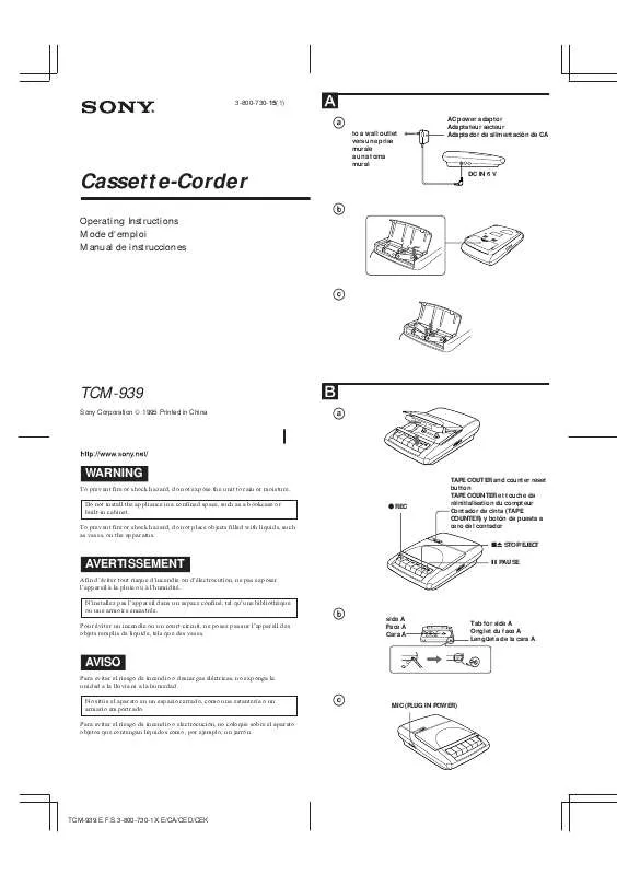 Mode d'emploi SONY TCM-939