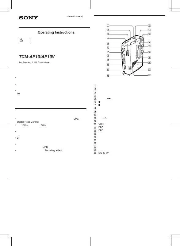 Mode d'emploi SONY TCM-AP10V