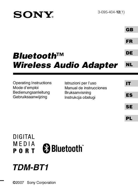 Mode d'emploi SONY TDM-BT1