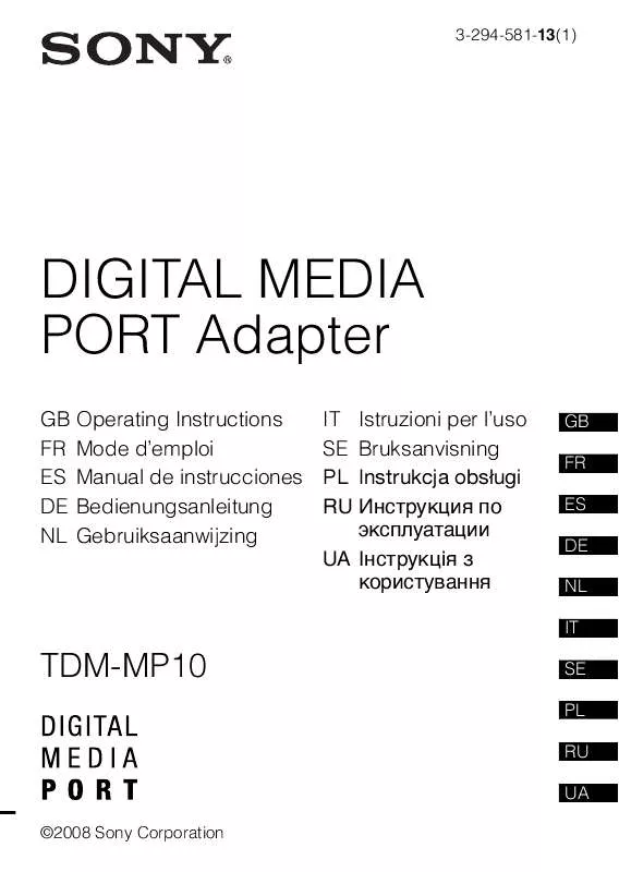 Mode d'emploi SONY TDM-MP 10