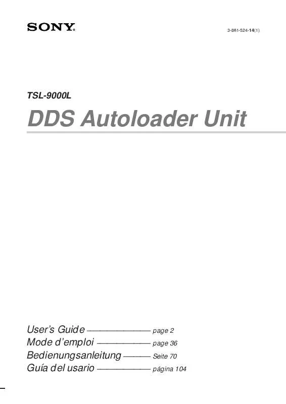 Mode d'emploi SONY TSL-9000L