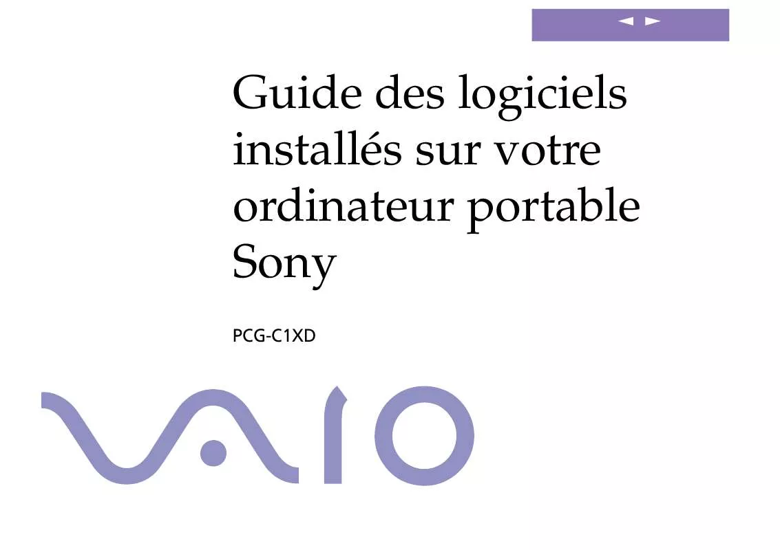 Mode d'emploi SONY VAIO PCG-C1XN