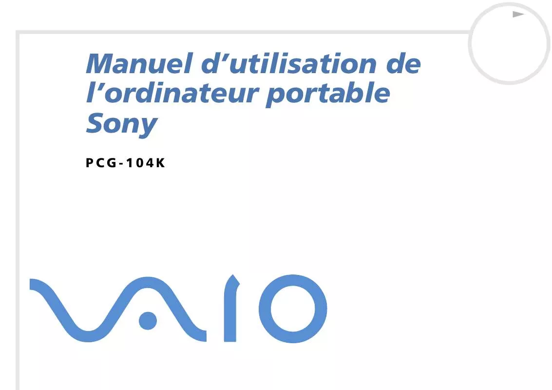 Mode d'emploi SONY VAIO PCG-F104K