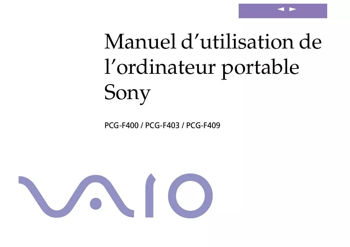 Mode d'emploi SONY VAIO PCG-F400