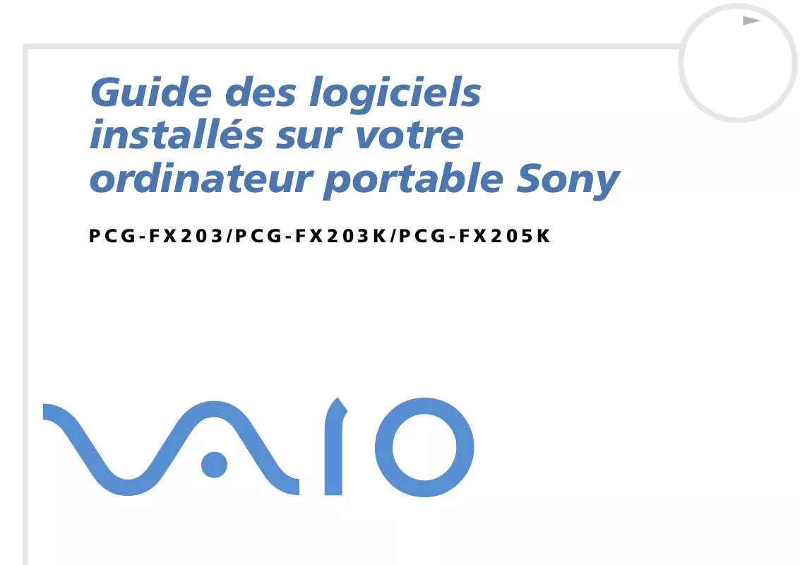 Mode d'emploi SONY VAIO PCG-FX203/K