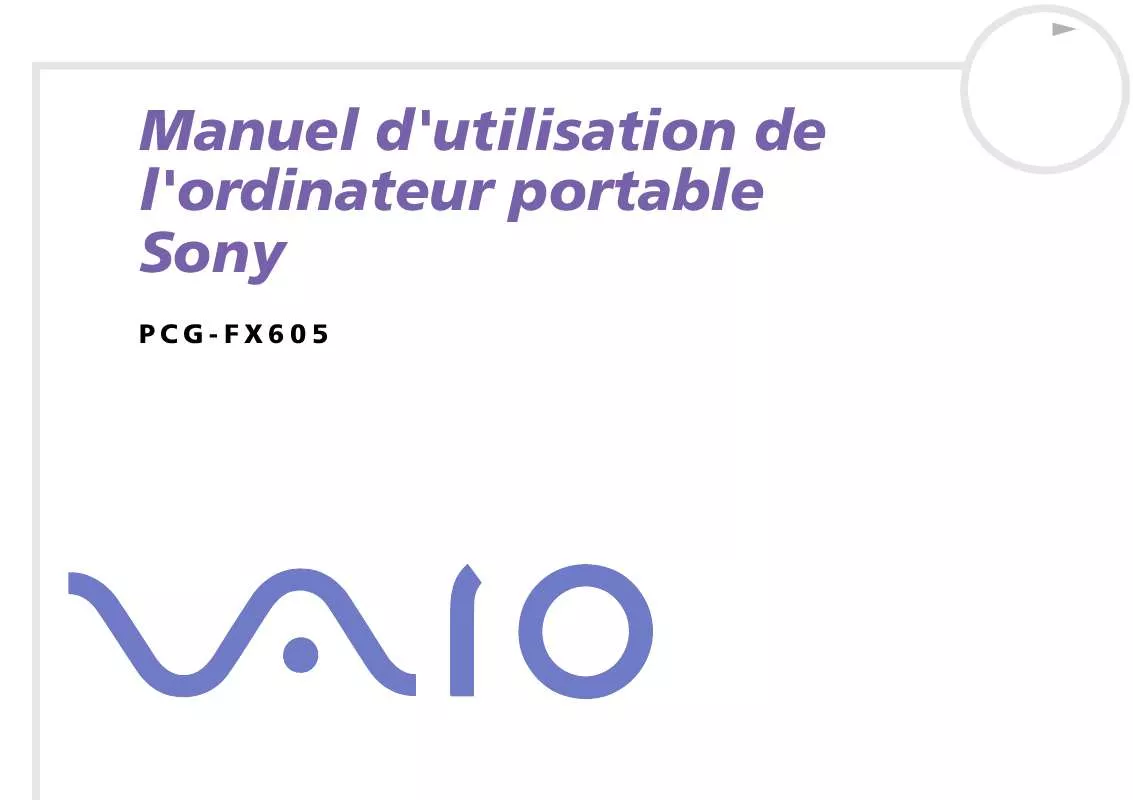 Mode d'emploi SONY VAIO PCG-FX605