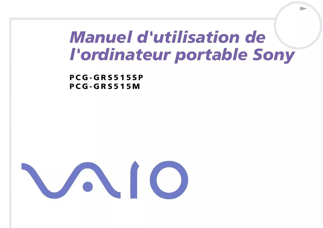 Mode d'emploi SONY VAIO PCG-GRS515M