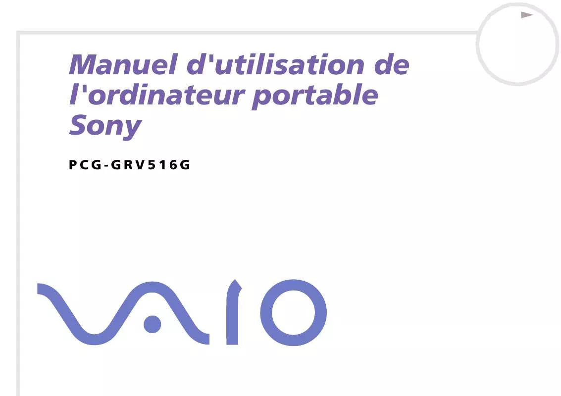 Mode d'emploi SONY VAIO PCG-GRV516G