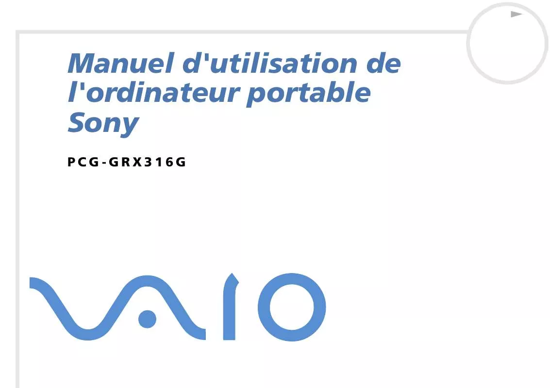 Mode d'emploi SONY VAIO PCG-GRX316G