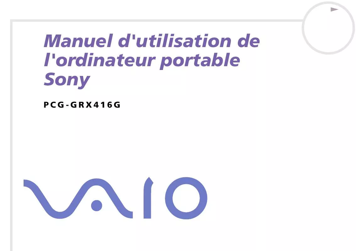 Mode d'emploi SONY VAIO PCG-GRX416G