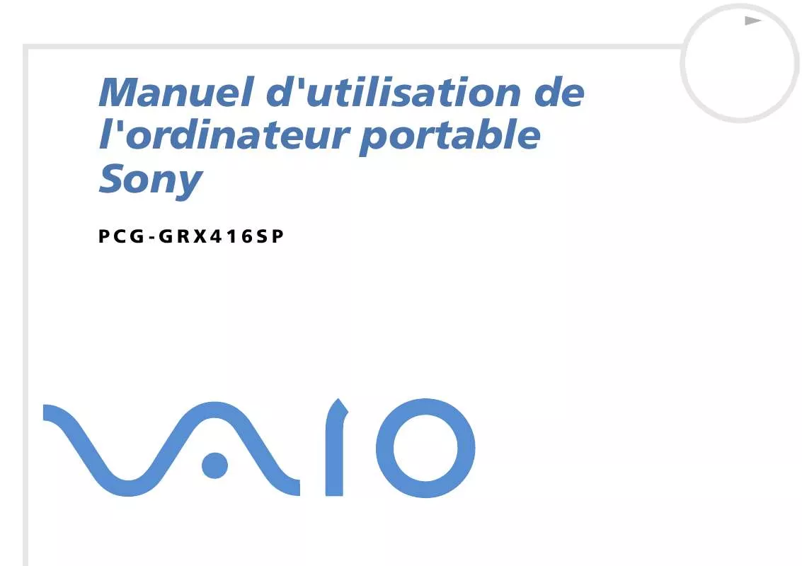 Mode d'emploi SONY VAIO PCG-GRX416SP