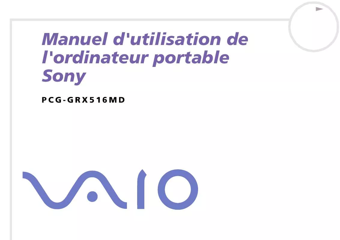 Mode d'emploi SONY VAIO PCG-GRX516MD