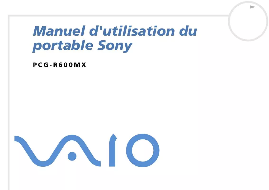 Mode d'emploi SONY VAIO PCG-R600MX