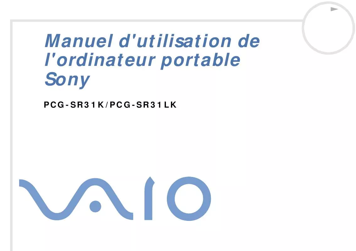 Mode d'emploi SONY VAIO PCG-SR31K