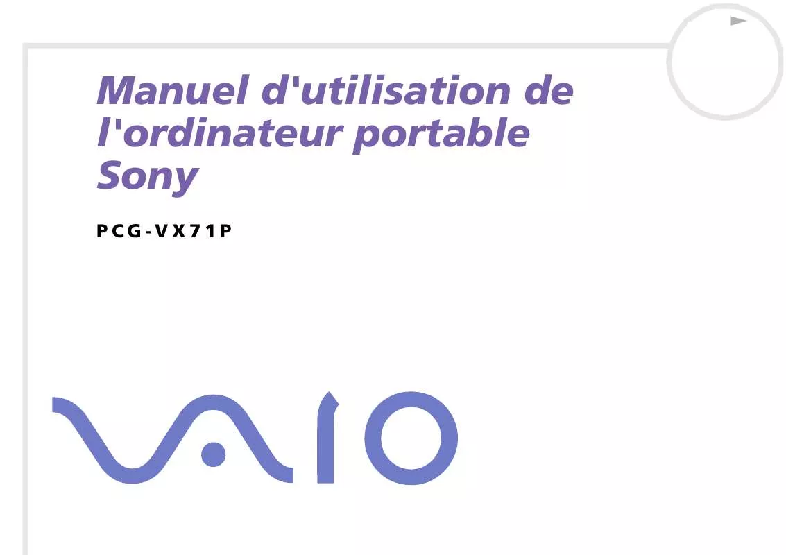 Mode d'emploi SONY VAIO PCG-VX71P