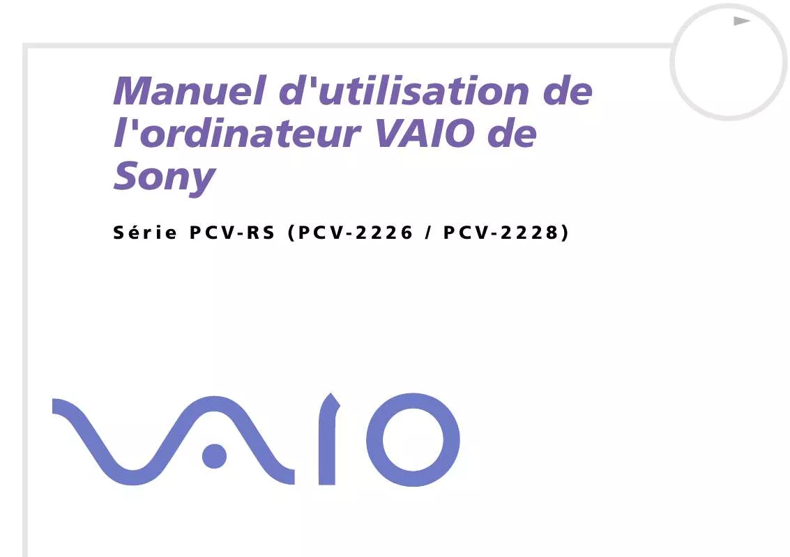 Mode d'emploi SONY VAIO PCV-RS202