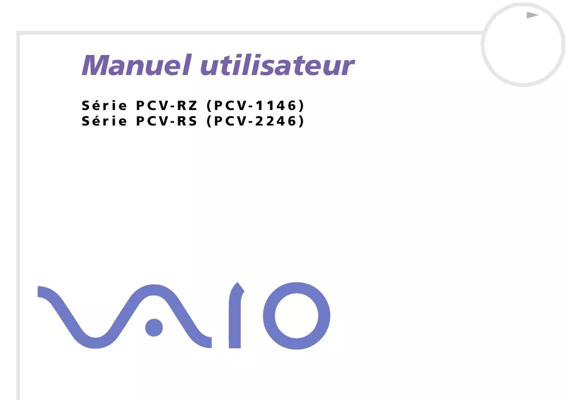 Mode d'emploi SONY VAIO PCV-RS406