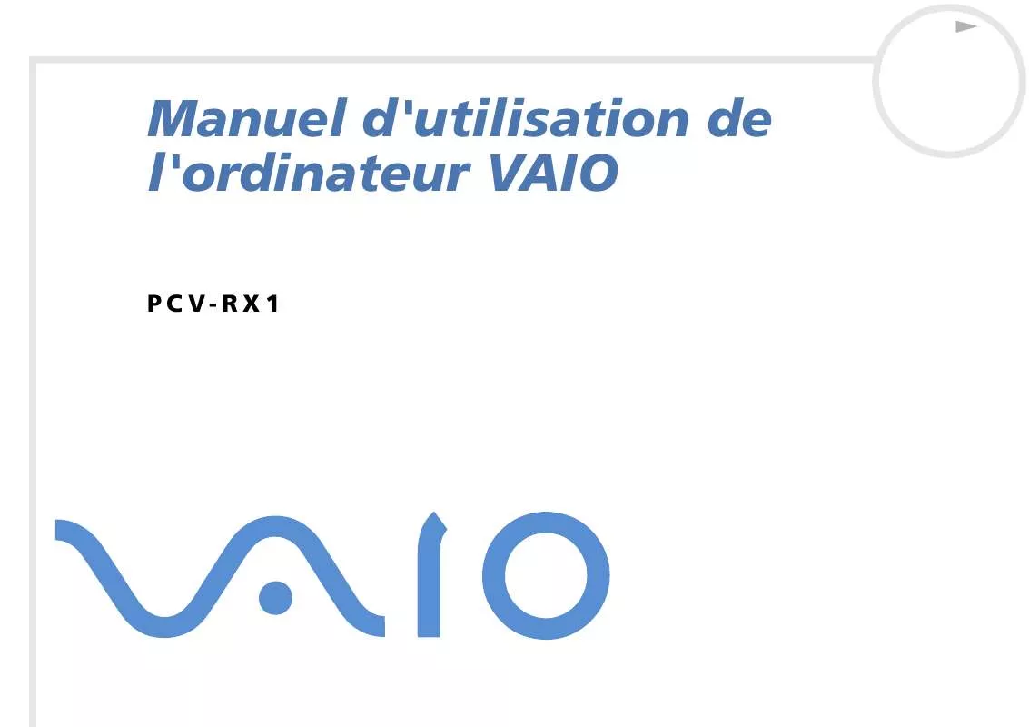 Mode d'emploi SONY VAIO PCV-RX1