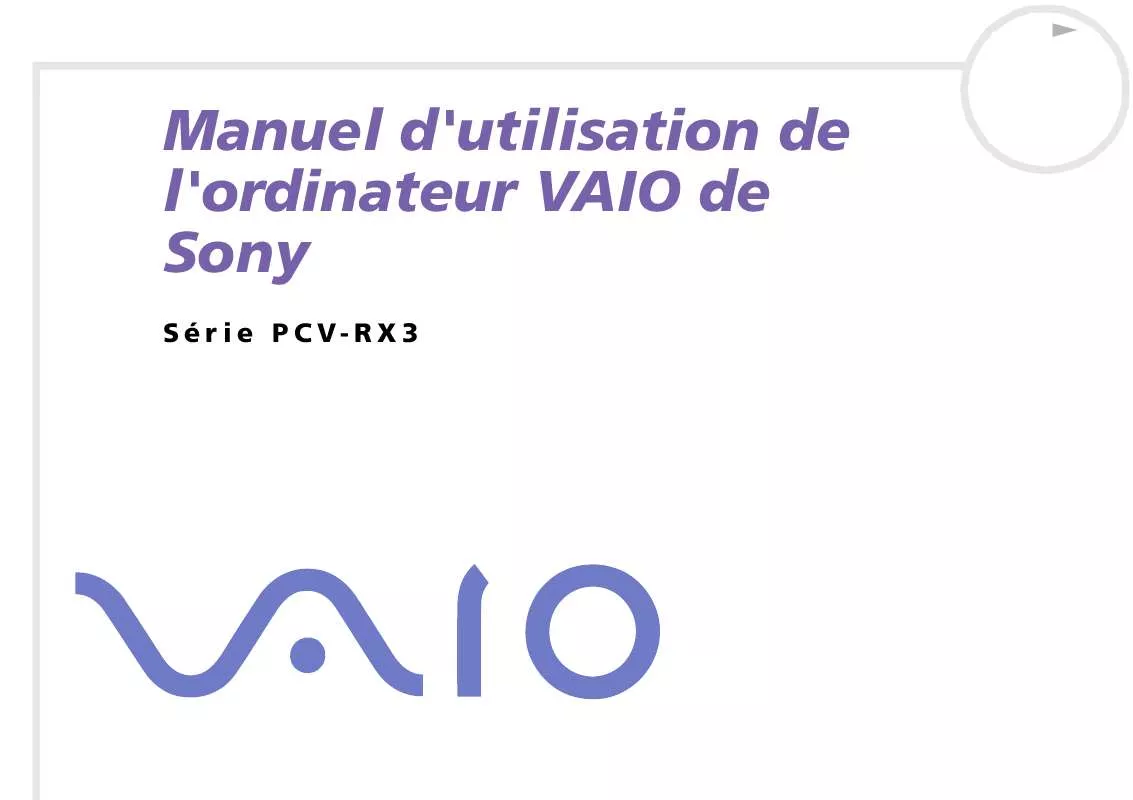 Mode d'emploi SONY VAIO PCV-RX301