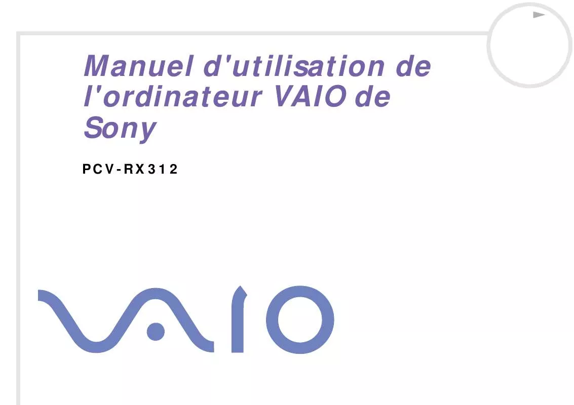 Mode d'emploi SONY VAIO PCV-RX312