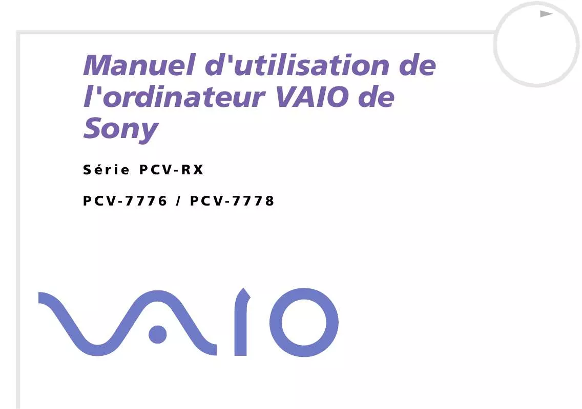 Mode d'emploi SONY VAIO PCV-RX503