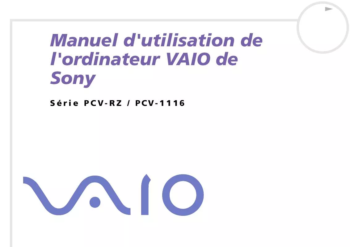 Mode d'emploi SONY VAIO PCV-RZ102