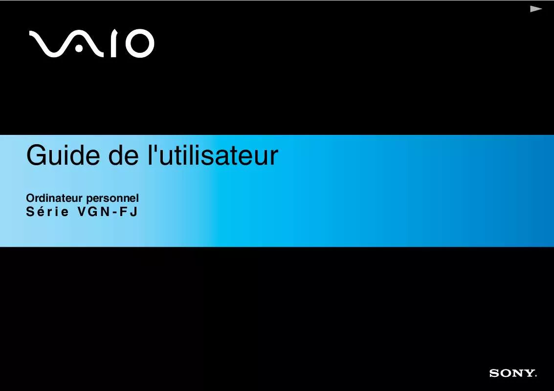 Mode d'emploi SONY VAIO VGN-FJ3M