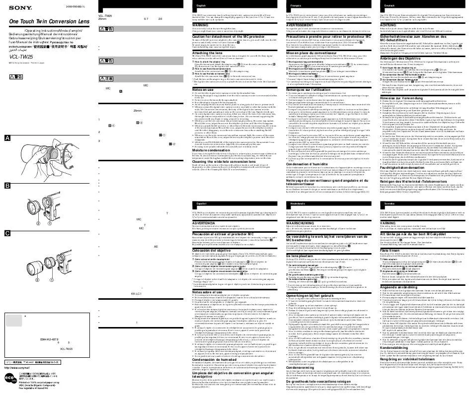 Mode d'emploi SONY VCL-TW25