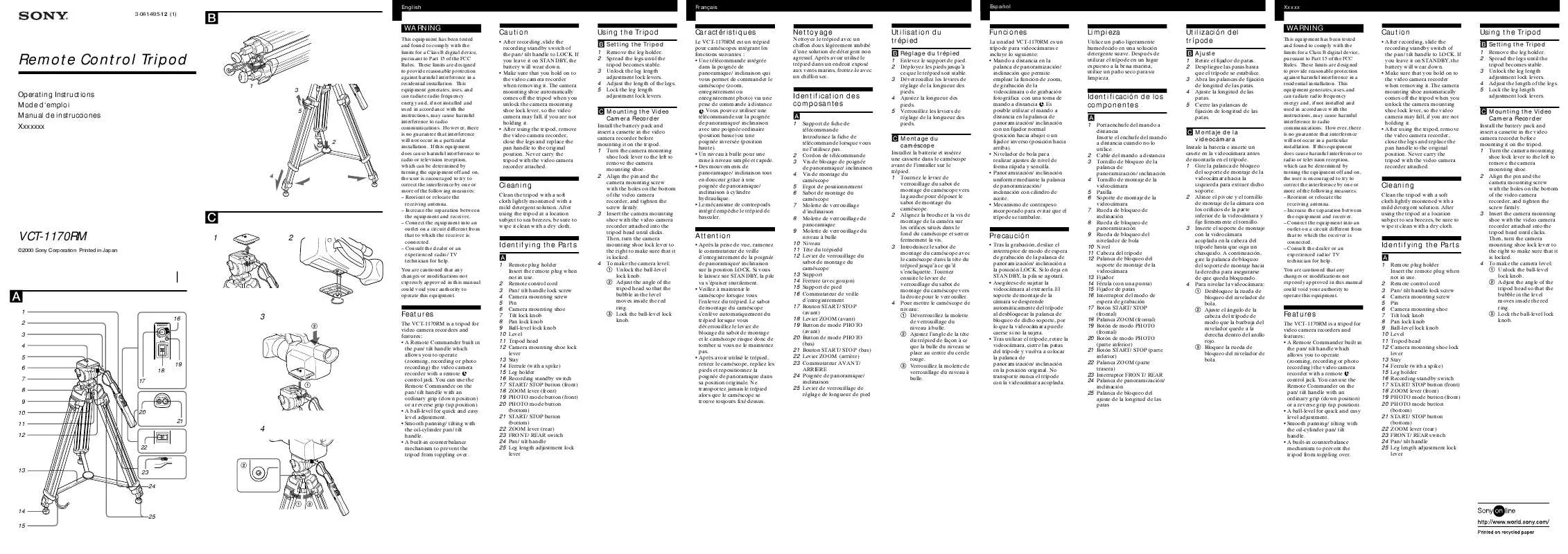 Mode d'emploi SONY VCT-1170RM