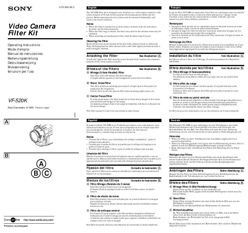 Mode d'emploi SONY VF-520K