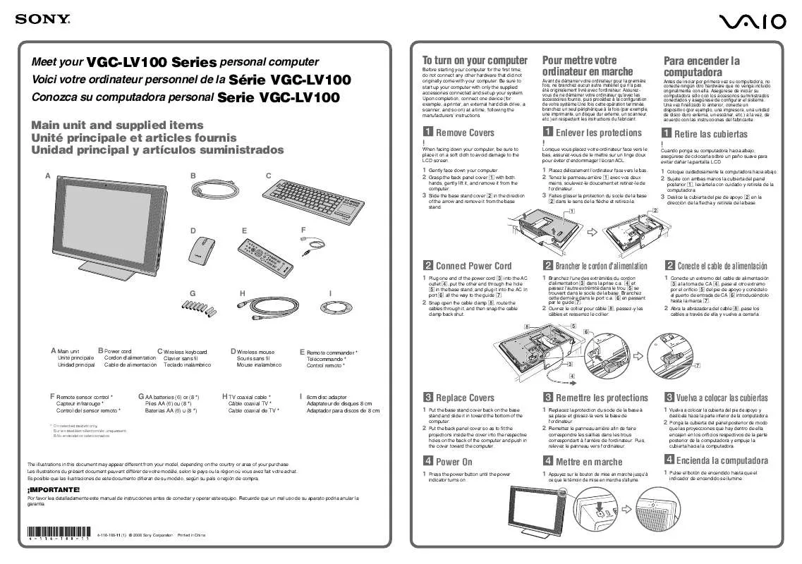 Mode d'emploi SONY VAIO VGC-LV110N