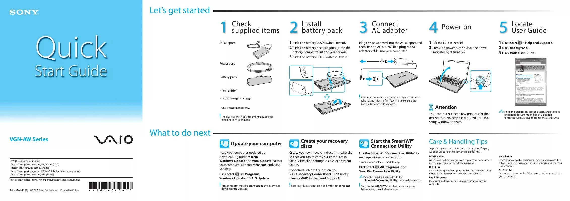 Mode d'emploi SONY VAIO VGN-AW420F