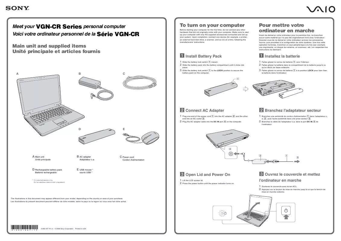 Mode d'emploi SONY VAIO VGN-CR420E/N