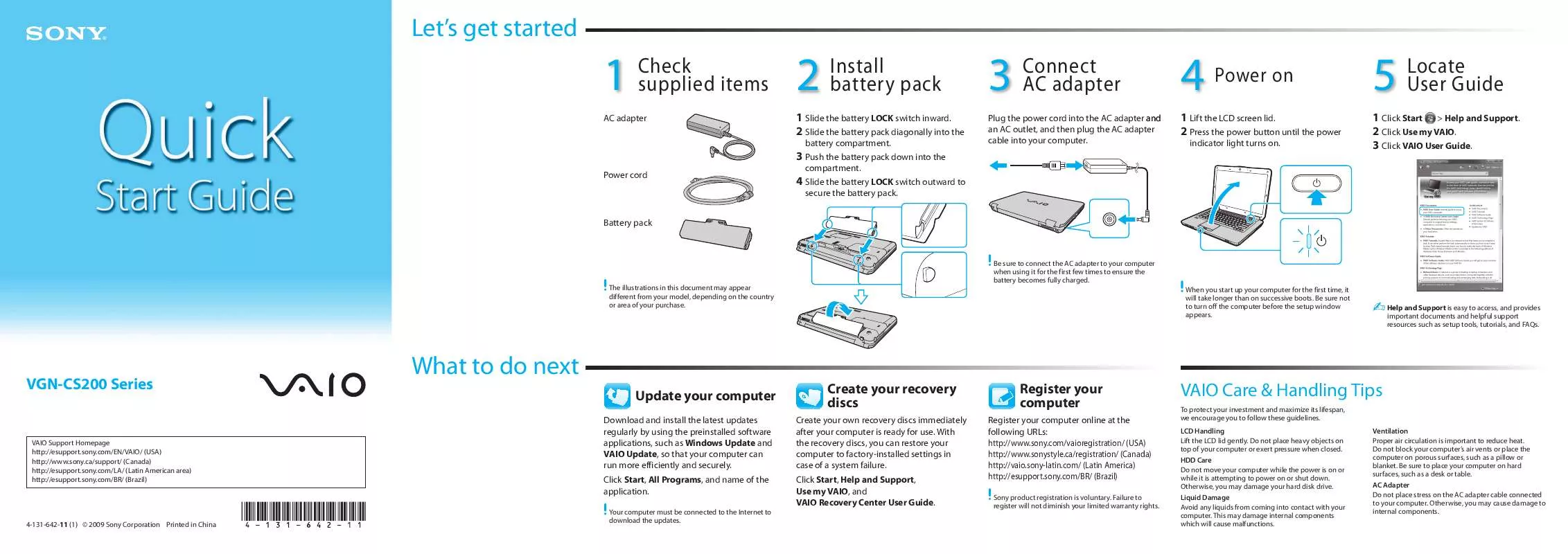 Mode d'emploi SONY VAIO VGN-CS204J/W